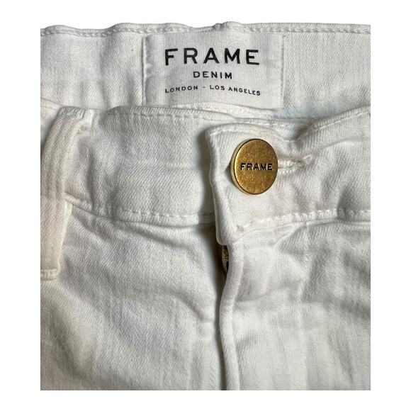 Frame DIY White Cut Off Jean Shorts High rise 27 Button Fly Festival Concert - Picture 2 of 5